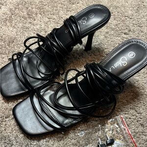 Black Strappy Heels - Worn Once - Size 9.0